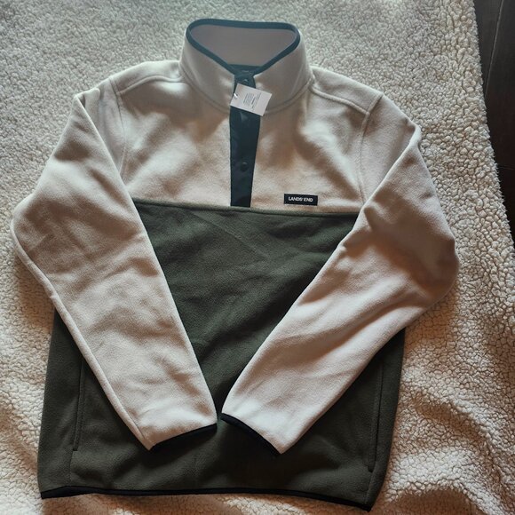 Mens Lands End fleece pullover - Picture 1 of 3